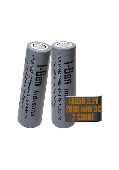 I-gen Industrial E001 Inr 18650 3.7v 2000 Mah 3c 7.4wh Li-ıon Şarjlı Pil Düz Başlı Lityum Pil 2'li Paket