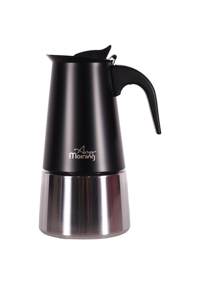 Any Morning Fe001-6 Espresso Kahve Makinesi Paslanmaz Çelik İndüksiyonlu Moka Pot 300 Ml Siyah
