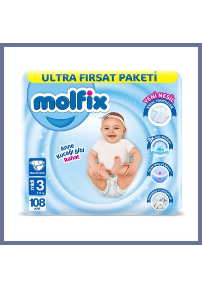Bezos Bebek Bezi Ultra Fırsat Paketi 3 Beden 4-9 Kg 108 Adet Dlra Standart