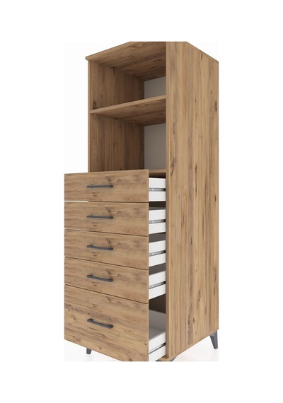 Kronos Dolap 2 Raflı 5 Çekmeceli 60x59x182 Çam-çam Çam