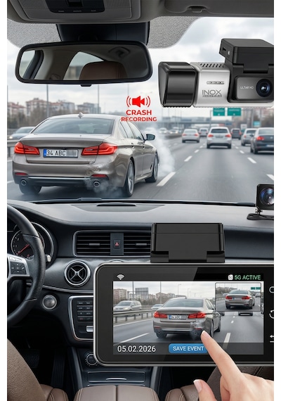 Inox-x603 2k Çözünürlüklü 3 Kanallı Araç İçi Kamera - Ön, İç Ve Arka Geri Görüşlü Dash Cam