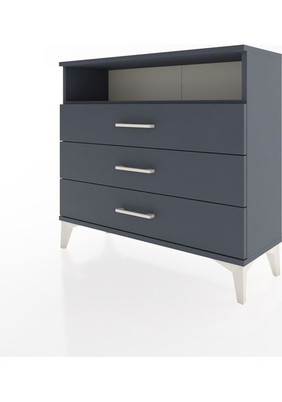 Arges Şifonyer Tek Raflı 3 Çekmeceli 88x30x80 Antrasit-antrasit Antrasit