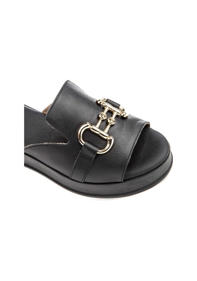 Hush Puppies Asan 624219 Hakiki Deri Kadın Terlik Siyah Siyah