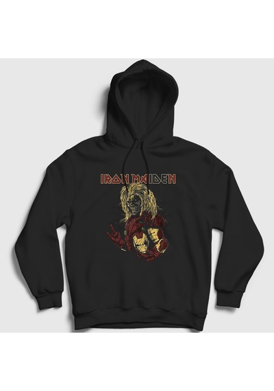 Presmono Unisex Hero Iron Maiden Kapüşonlu Sweatshirt Siyah