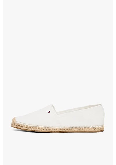 Tommy Hilfiger Kadın Th Bayrak Nakışlık Canvas Espadrille Loafer Ayakkabı - Ekru Ecru