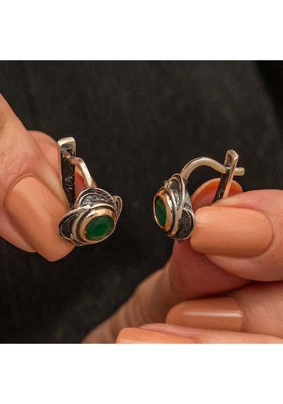 Gümüş Çiçek Desenli Otantik Kadın Küpe 14 MM-Gümüş