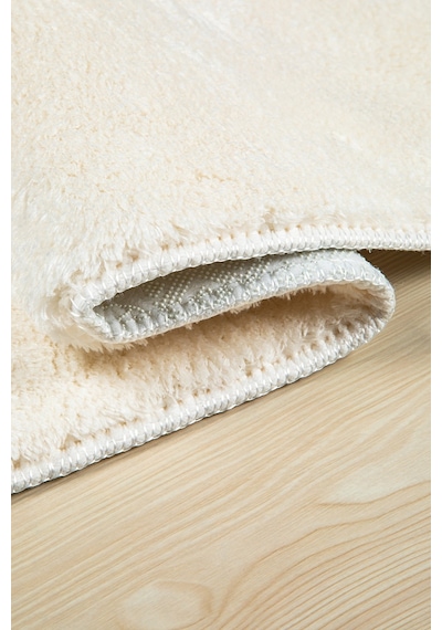 Valeryhome Vl Comfort Düz Saçaklı Peluş Düz Yolluk Ekru Oval Ekru Saçaksız