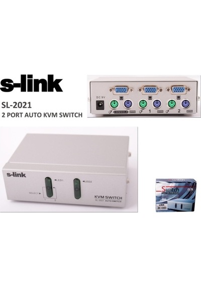 S Link Sl 2021 2Pc 1Mn Vga Ps 2 Manuel Kablolu Kvm Switch