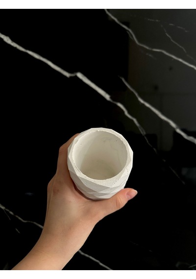 Dekoratif Beton Diş Fırçalık El Yapımı Banyo Aksesuarı Masaüstü Kalem Kutusu Beyaz