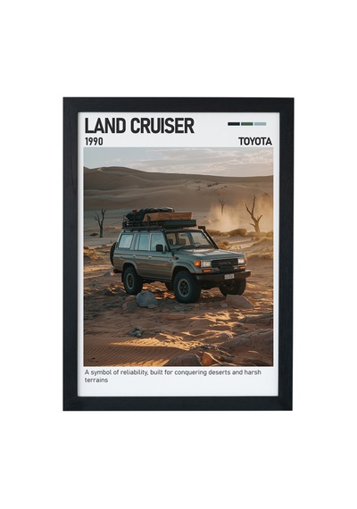 Toyota Land Cruiser Ahşap Çerçeveli Poster Tablo Dayanıklı Off-road Siyah