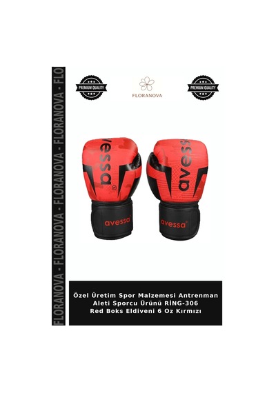 Özel Üretim Spor Malzemesi Antrenman Aleti Sporcu Ürünü Ring-306 Red Boks Eldiveni 6 Oz Kırmızı