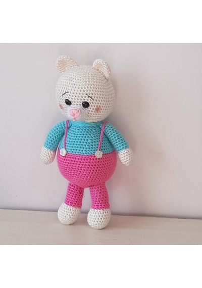 Amigurumi Örgü Oyuncak Renkli Ayı Pembe