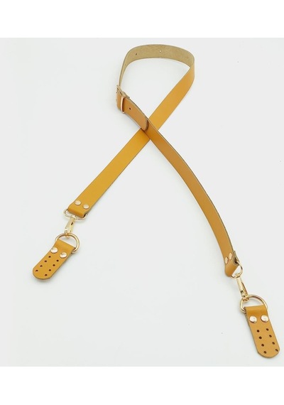 Angel Çanta Aksesuar Gerçek Deri Ayarlı Uzun Sap 2.3x130 Hardal Light Gold Metalli