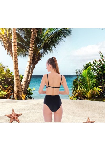 Shopiolog Kadın Volanlı Fraset Renkli Bikini Lacivert - Siyah