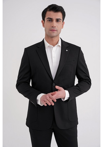 Efor Comfort Fit Mono Yaka Torba Cep Esnek Yünlü Siyah Spor Takım Elbise Tk 931 Siyah