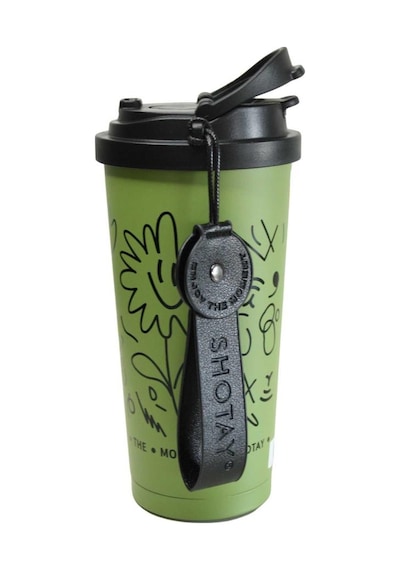 Shotay St-8913 Çift Kullanım Pipetli/rahat İçim Yeşil 500ml Çelik Termos Diğer