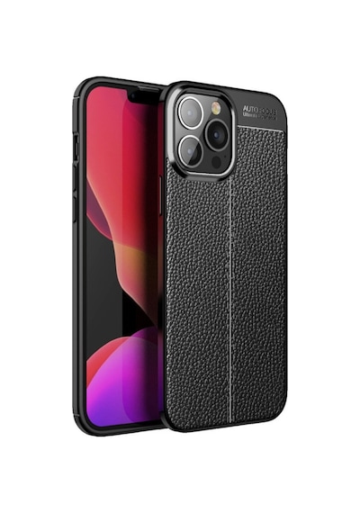 Smcase Apple Uyumlu iPhone 13 Pro Max Kılıf Deri Dokulu Silikon Nano Ekran
