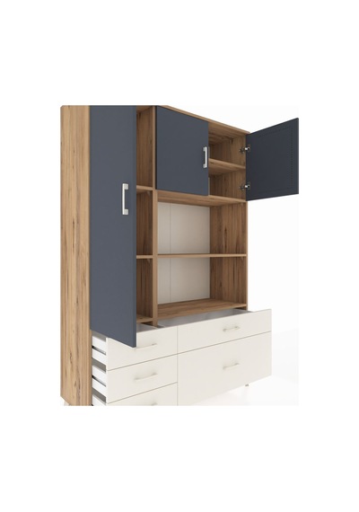 Hyperion Dolap 7 Raflı 5 Çekmeceli 3 Kapaklı 132x44x195 Çam-antrasit/aytaşı Antrasıt/aytası Hyperion Dolap 7 Raflı 5 Çekmeceli 3 Kapaklı 132x44x195 Çam-antrasit/aytaşı Antrasıt/aytası
