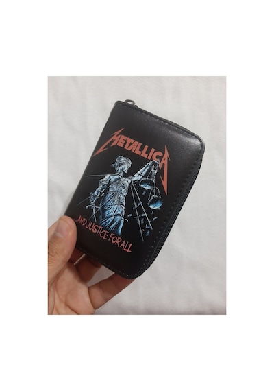 Owlbag Company Owl Bag Metallica Justice For All Desenli Tasarım Suni Deri Cüzdan Çok Renkli