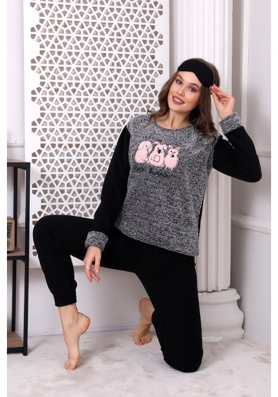 Wordex Fawn 3016 Peluş Welsoft Polar Kışlık Kadın Yumoş Pijama Takımı Gri Wordex Fawn 3016 Peluş Welsoft Polar Kışlık Kadın Yumoş Pijama Takımı Gri