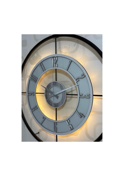 Pey Aksesuar Metal Camlı Duvar Saati 60x80 Cm Büyük Boy Işıklı Gerçek Cam Siyah-şeffaf-beyaz-gümüş M61-siyah-şeffaf-beyaz-gümüş