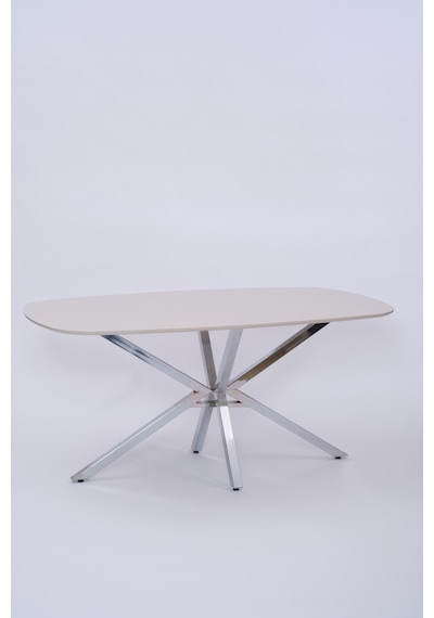 Çapraz Kum Beji High Gloss Yemek Masası 90 160 Cm Gri
