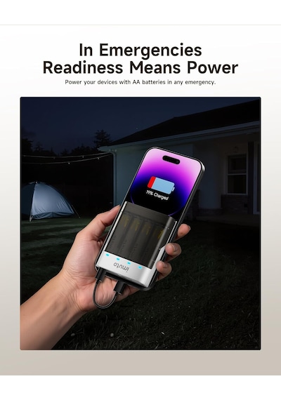 Imuto 3600mwh Aa Şarj Edilebilir Pil + Power Case Şarj Kiti 4'lü Paket