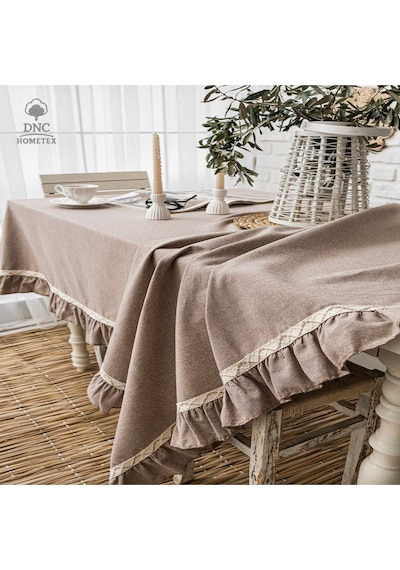 Dnc Home Tekstil Premium Keten Sütlü Kahve Özel Seri Masa Örtüsü Sütlü Kahve