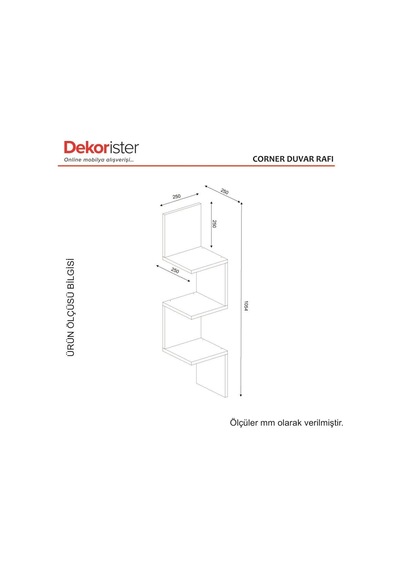 Dekorister Corner Duvar Rafı Beyaz