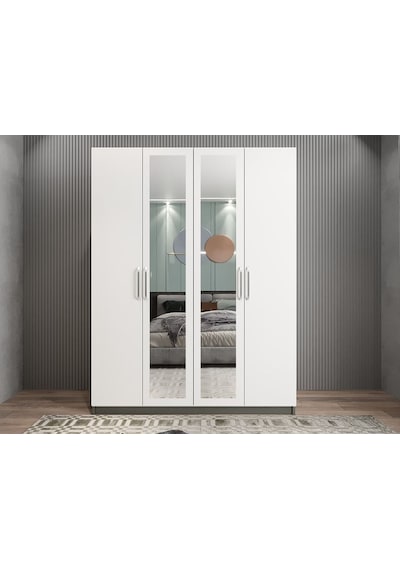 Bevel 4 Kapaklı Gizli Çekmeceli Gardırop Fb 180 Cm - Montaj Dahil