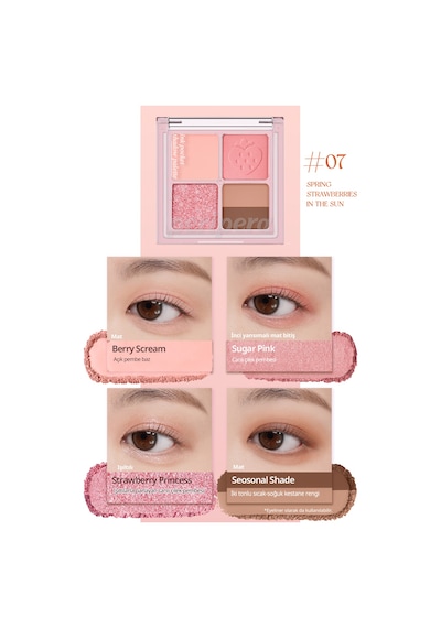 Mat, Parıltılı Tonlarda 5'li Far Paleti Perıpera Ink Pocket Shadow Palette 07 Spring Strawberries 87459476