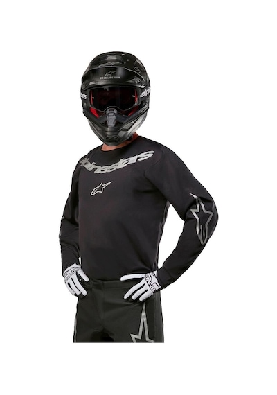 Alpinestars Fluid Graphite Off-road Motosiklet Jerseyi Siyah Gümüş