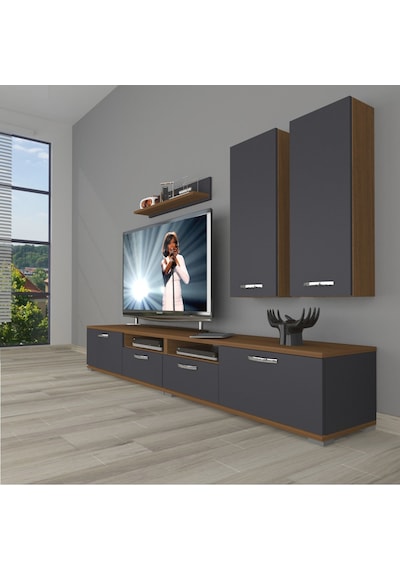 Decoraktiv Eko 5220d Mdf Tv Ünitesi Tv Sehpası Ceviz - Antrasit