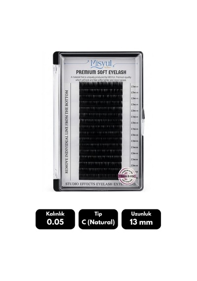 Misyul 0.05c Natural Kıvrım 13 Mm Soft Eyelash Doğal İpek Kirpik 16'lı