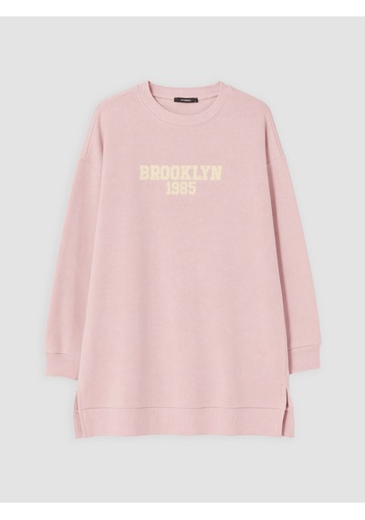 LC Waikiki Lc Waıkıkı Pembe Baskılı Kadın Kalın Sweatshirt Tunik