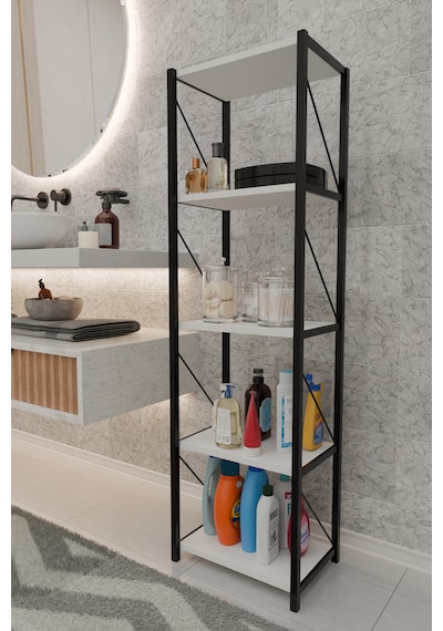 Orno 5 Raflı Banyo Dolabı Banyo Rafı Çok Amaçlı Banyo Rafı-beyaz Beyaz