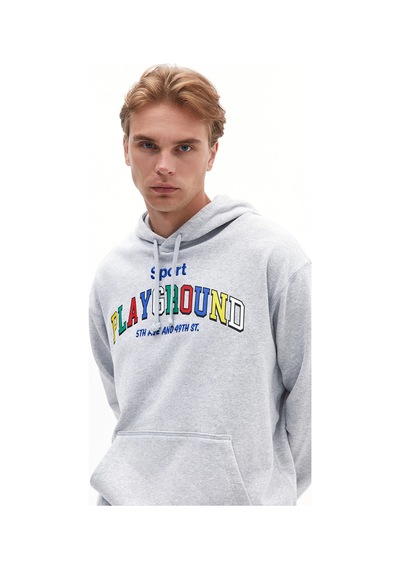 Puma Uptown Graphic Hoodie Erkek Gri Spor Sweatshirt Gri Gri