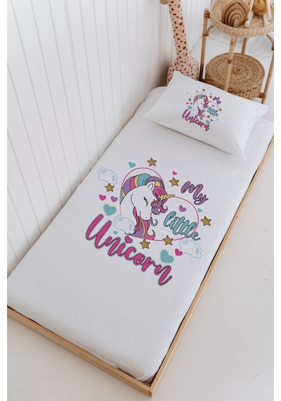 İsme Özel %100 Pamuk Bebek Ve Çocuk Tek Kişilik 165 X 225 Cm Pike Takımı-unicorn Beyaz