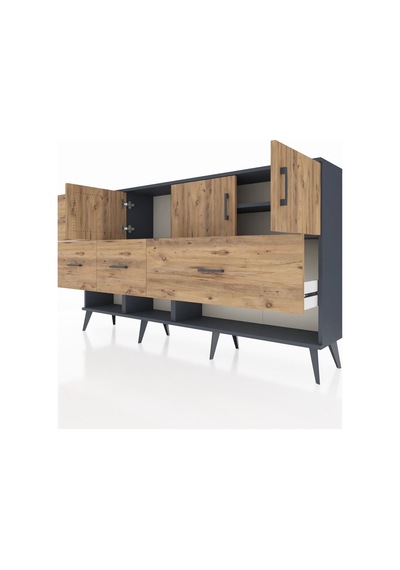 Arges Konsol 3 Raflı 5 Çekmeceli 3 Kapaklı 176x30x99 Antrasit-çam Atlas Çam - Antrasıt Arges Konsol 3 Raflı 5 Çekmeceli 3 Kapaklı 176x30x99 Antrasit-çam Atlas Çam - Antrasıt