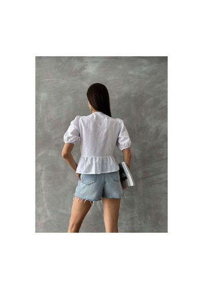 Verymoda Pembe Önden Bağlamalı Poplin Bluz D2699 BEYAZ
