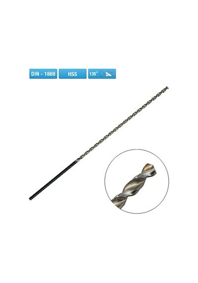 5350 Hss Parabolik Uzun Matkap Ucu 1.0 Mm