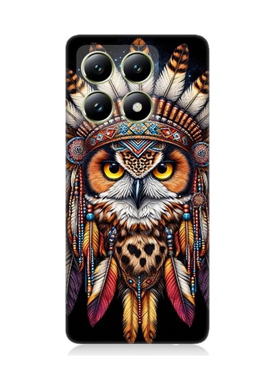 Xiaomi 14t Pro Uyumlu Kabile Baykuşunun Bilgeliği Desenli Silikon Kılıf Çok Renkli