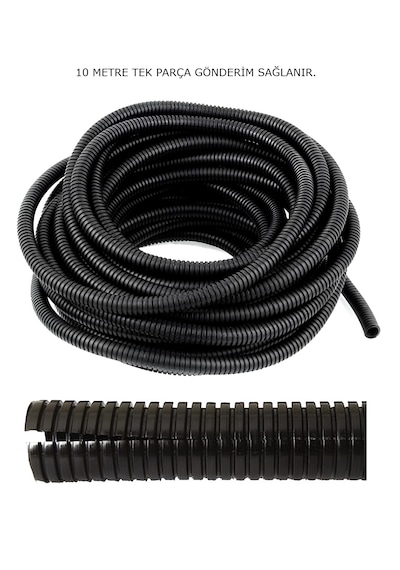7mm Yarıklı Spiral Hortum Kablo Gizleme İzolasyon Borusu 10 Metre Esnek Siyah