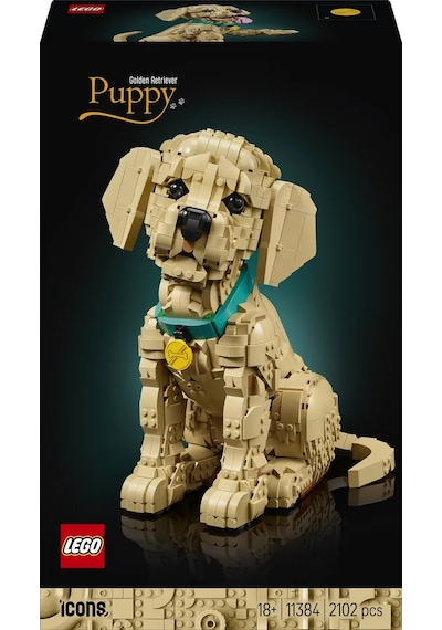 LEGO® Icons Yavru Golden Retriever 11384 - Yetişkinler için Dekoratif Hayvan Figürü Yapım Seti (2102 Parça)