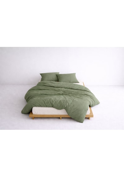 Lüks Ranforce Kumaş %100 Pamuklu Çift Kişilik Nevresim Takımı 200x220 Lastikli Çarşaf 160x200+30 Haki