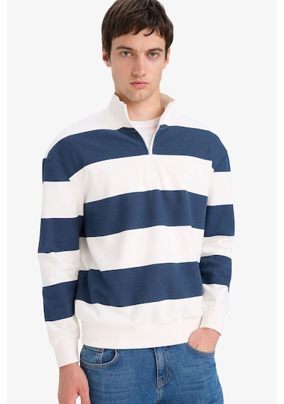 Defacto Boxy Fit Dik Yaka Yarım Fermuarlı Çizgili Sweatshirt C7045ax25aunv94 Lacivert-nv94 Defacto Boxy Fit Dik Yaka Yarım Fermuarlı Çizgili Sweatshirt C7045ax25aunv94 Lacivert-nv94