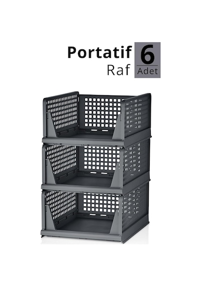 Ayrex 6 Lı Kayar Raf Organizer Gri Dolap İçi Kıyafet Aksesuar Düzenleyici 45x35 Cm Mıt1264 Genel