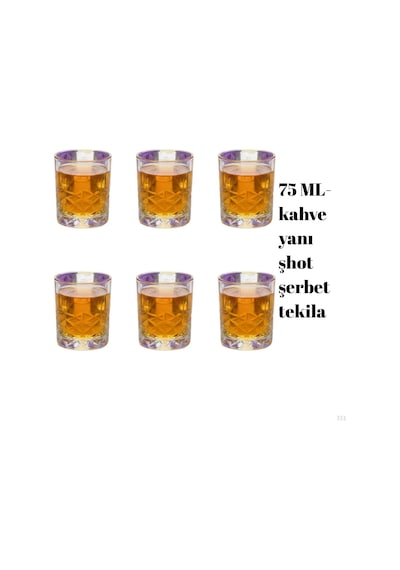 6 Lı Kahve Yanı Bardağı Seti 75 Ml Desenli Cam Mini Bardak, Espresso & Türk Kahvesi Su Bardağı, Şık Ve Dayanıklı Tasarım Çok Renkli