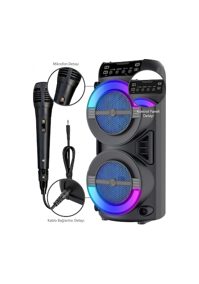 Rgb - 379 - Işıklı Bluetooth Hoparlör Kablosuz Tnabilir - Csmo-tex - Stereo Speaker