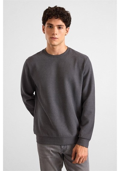 Süvari Gri Regular Melanjlı Baskısız Waffle Bisiklet Yaka Cepsiz Düz Sweatshirt Sw2013700027-s05 Süvari Gri Regular Melanjlı Baskısız Waffle Bisiklet Yaka Cepsiz Düz Sweatshirt Sw2013700027-s05